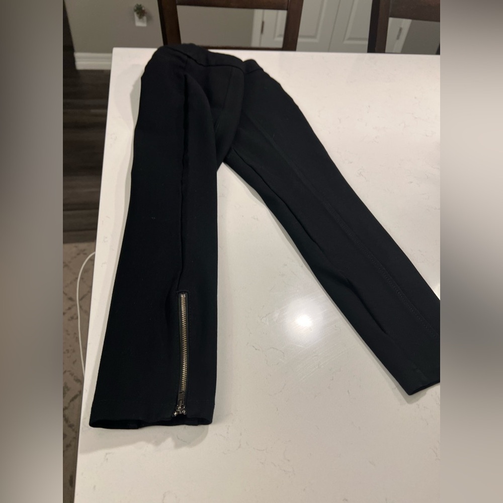 Anthropologie Black Essential Slim Zipper Ankle Fitted Skinny Stretch Ponte Pant - Picture 3 of 9